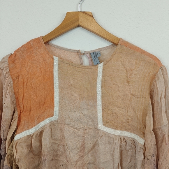 Bl^nk London x Anthropologie MIRANDA Brush Strokes Eclectic Red Sheer Top PS - Picture 8 of 15